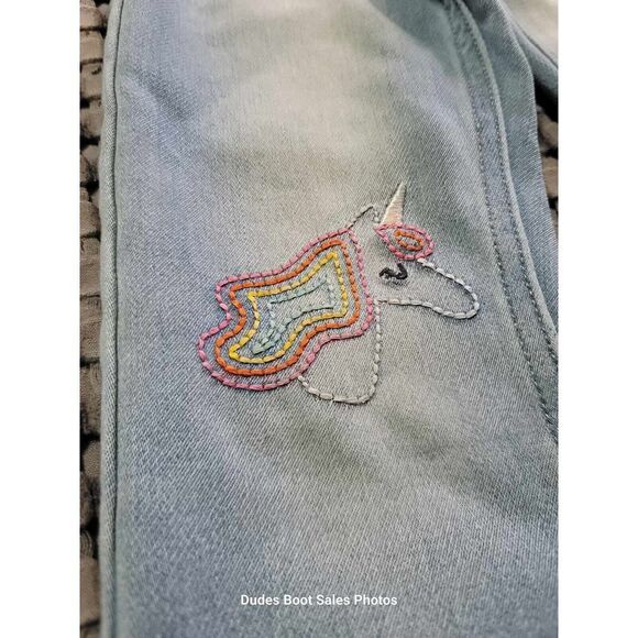 Cat and Jack Jeans 4T Girls Unicorns Adjustable Waist Blue - Picture 5 of 16